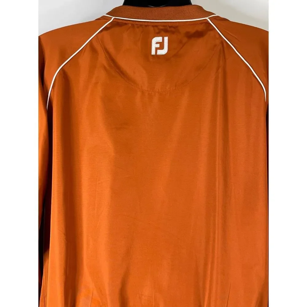 FootJoy Long Sleeve Golf Pullover Sz Large Windbreaker V Neck Jacket Rusty Orang